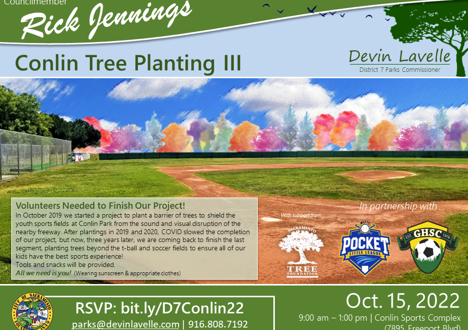 Image of the flyer for the Conlin Tree Planting